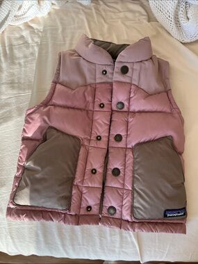 Patagonia Girls' Dusty Rose and Tan Puffer Vest